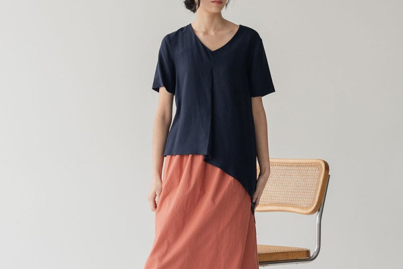 Asymmetrical Top - Esse-Nautical Blue-XS-