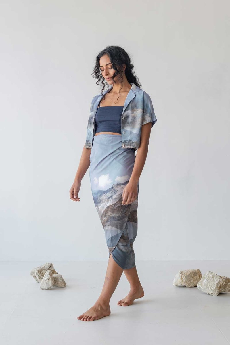Cropped Shirt - Mountain Print - Esse-Print-XS-