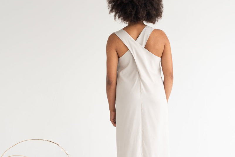 Cross-Back Dress - Esse-Bone White-XXS-