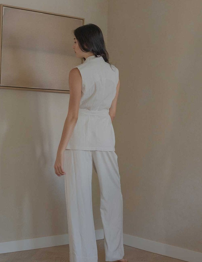 Elongate Elastic Pants in Chalk - Esse-XXS-Regular-