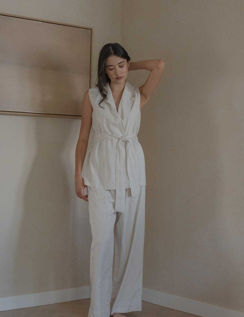 Elongate Elastic Pants in Chalk - Esse-XXS-Regular-
