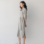 Faux Wrap Shirt Dress - Esse-Pebble-XXS (MTO)-None/ Option 1