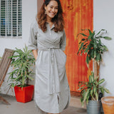 Faux Wrap Shirt Dress - Esse-Pebble-XXS (MTO)-None/ Option 1