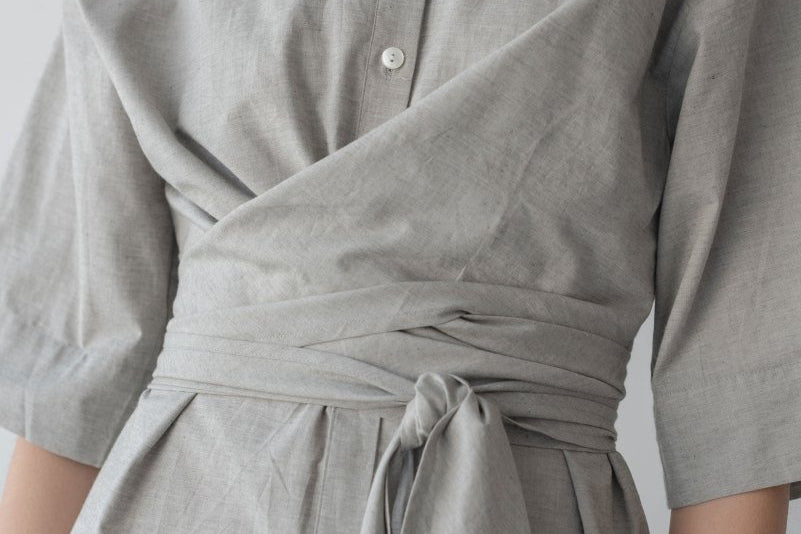Faux Wrap Shirt Dress - Esse-Pebble-XXS (MTO)-None/ Option 1