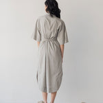 Faux Wrap Shirt Dress - Esse-Pebble-XXS (MTO)-None/ Option 1