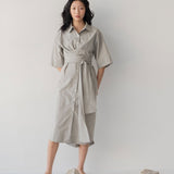 Faux Wrap Shirt Dress - Esse-Pebble-XXS (MTO)-None/ Option 1