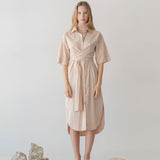 Faux Wrap Shirt Dress - Esse-Warm Clay-XXS (MTO)-None/ Option 1