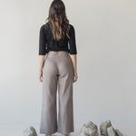 High-waist Linen Pants with Origami Belt - Esse-Mushroom-XXS-None/ Option 1