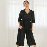 Jumpsuit with Neck Sash - Esse-Black-XXS-