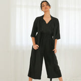 Jumpsuit with Neck Sash - Esse-Black-XXS-