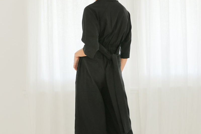 Jumpsuit with Neck Sash - Esse-Black-XXS-