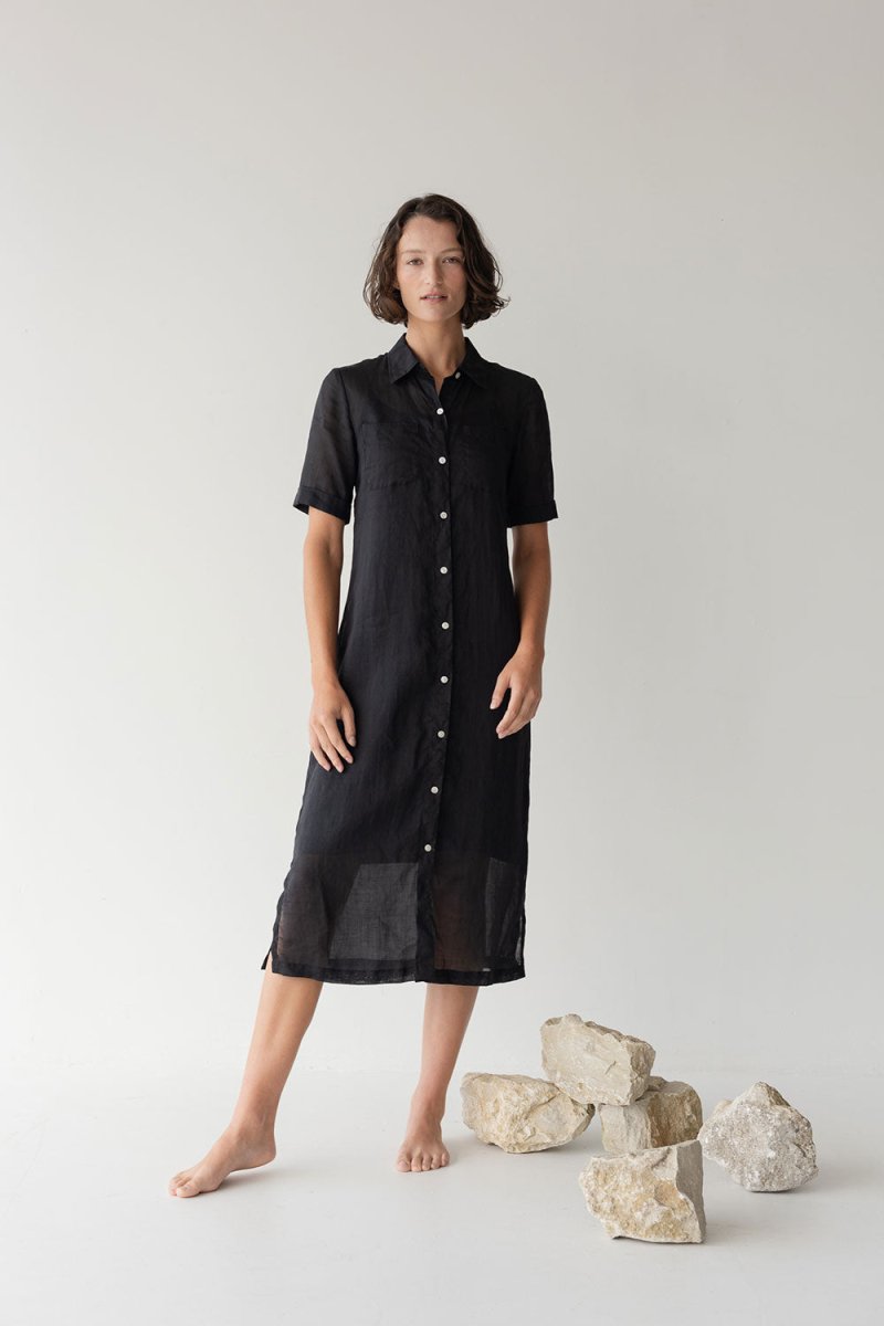 Lumen Shirt Dress - Esse-Black-XXS (MTO)-None / Options 1 - 2