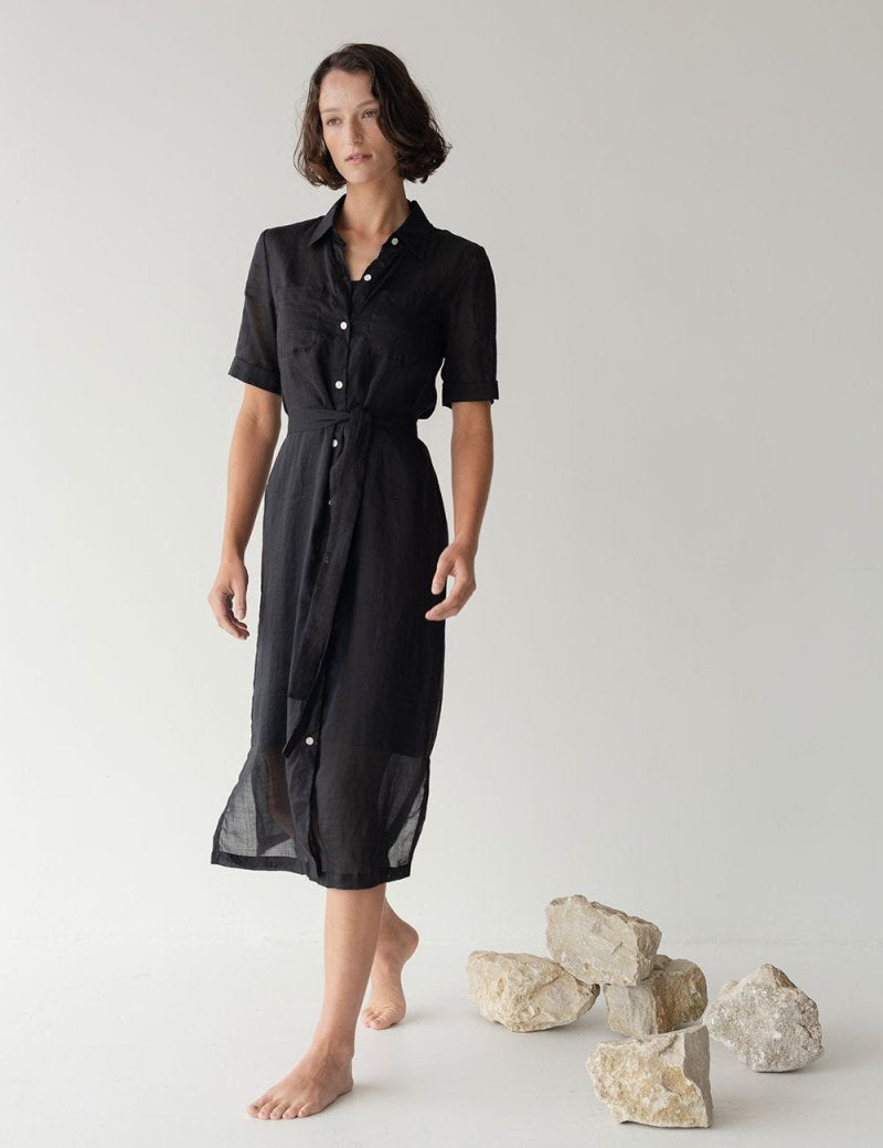 Lumen Shirt Dress - Esse-Black-XXS (MTO)-None / Options 1 - 2