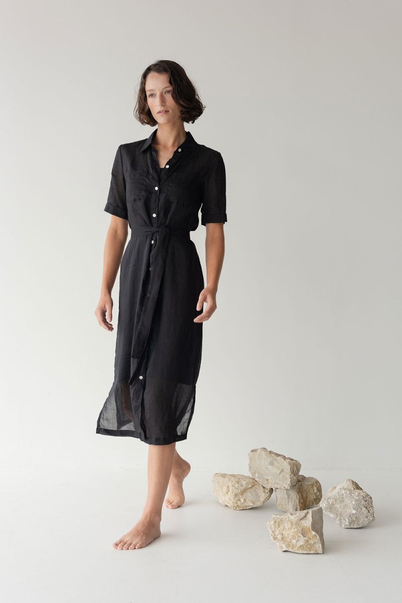 Lumen Shirt Dress - Esse-Black-XXS (MTO)-None / Options 1 - 2