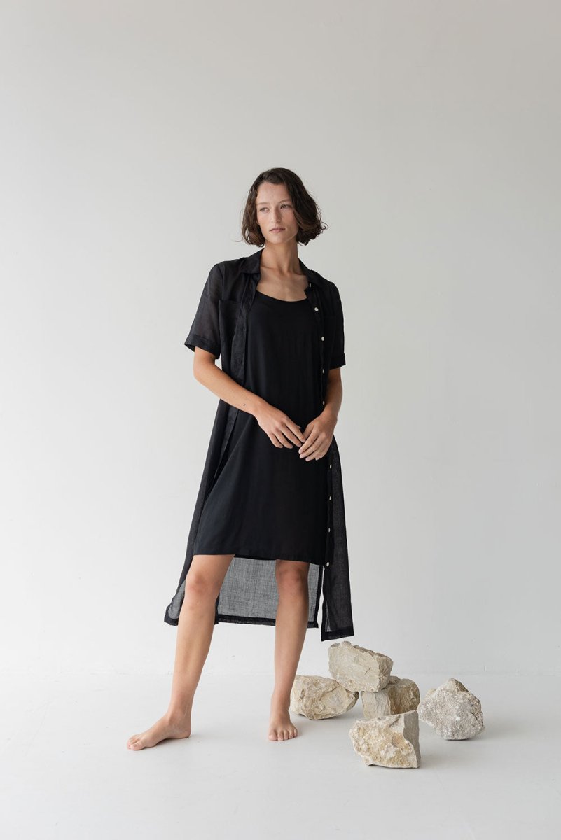 Lumen Shirt Dress - Esse-Black-XXS (MTO)-None / Options 1 - 2