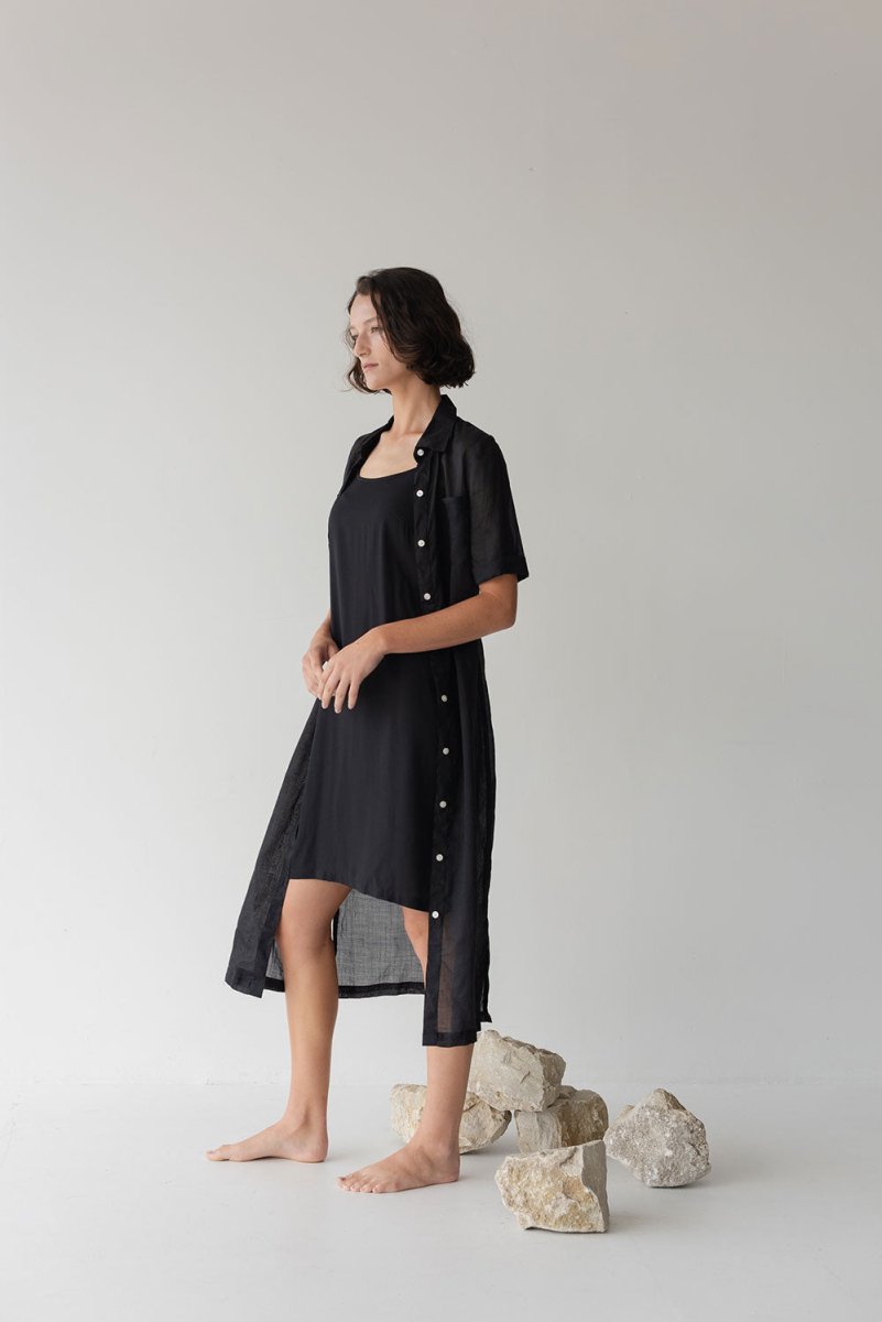 Lumen Shirt Dress - Esse-Black-XXS (MTO)-None / Options 1 - 2