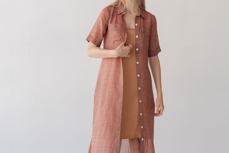 Lumen Shirt Dress - Esse-Coral-XXS (MTO)-None / Options 1 - 2
