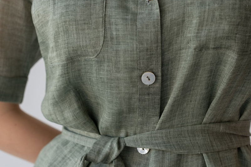 Lumen Shirt Dress - Esse-Olive-XXS (MTO)-None / Options 1 - 2