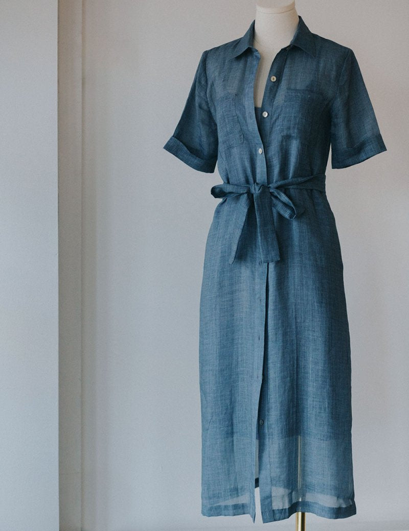 Lumen Shirt Dress - Esse-Pacific Blue-XXS (MTO)-None / Options 1 - 2
