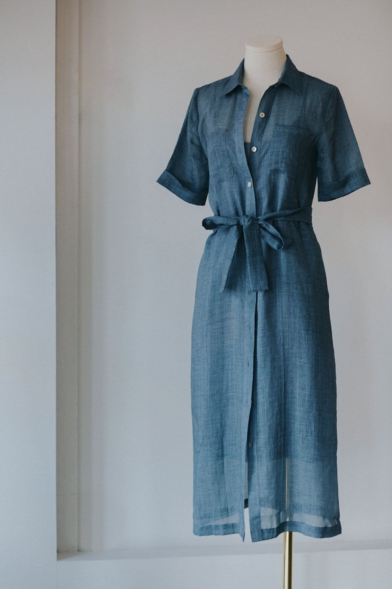 Lumen Shirt Dress - Esse-Pacific Blue-XXS (MTO)-None / Options 1 - 2