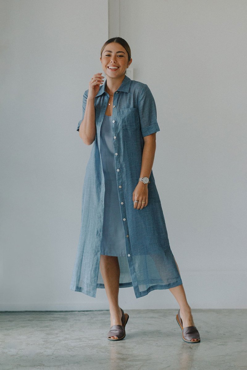 Lumen Shirt Dress - Esse-Pacific Blue-XXS (MTO)-None / Options 1 - 2