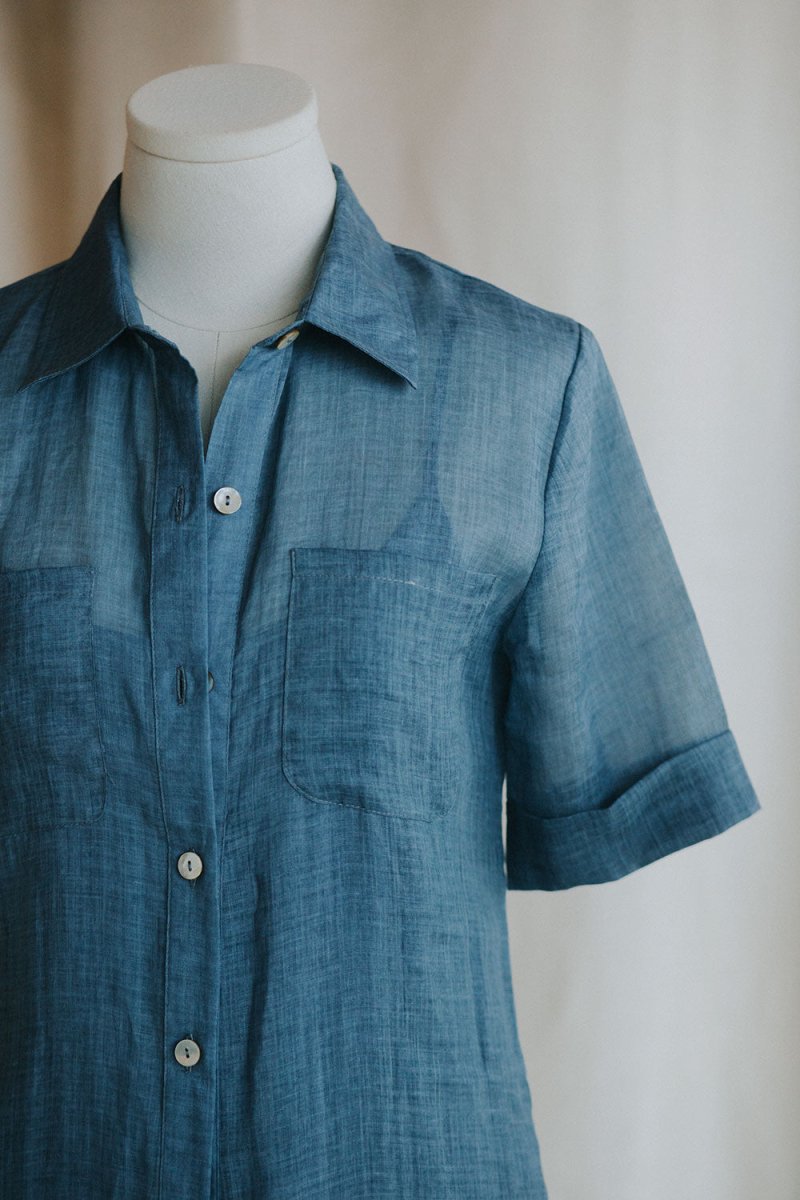 Lumen Shirt Dress - Esse-Pacific Blue-XXS (MTO)-None / Options 1 - 2