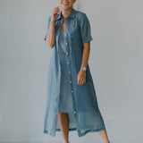 Lumen Shirt Dress - Esse-Pacific Blue-XXS (MTO)-None / Options 1 - 2