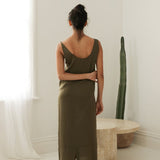 Maxi Dress with Asymmetrical Straps - Esse-Olive-XXS-