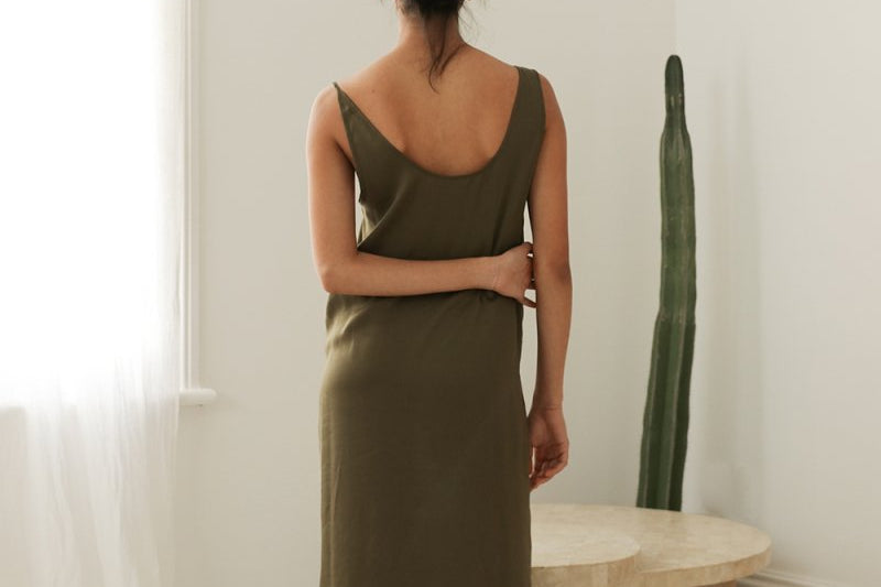 Maxi Dress with Asymmetrical Straps - Esse-Olive-XXS-