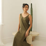 Maxi Dress with Asymmetrical Straps - Esse-Olive-XXS-