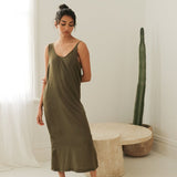 Maxi Dress with Asymmetrical Straps - Esse-Olive-XXS-