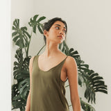 Maxi Dress with Asymmetrical Straps - Esse-Olive-XXS-