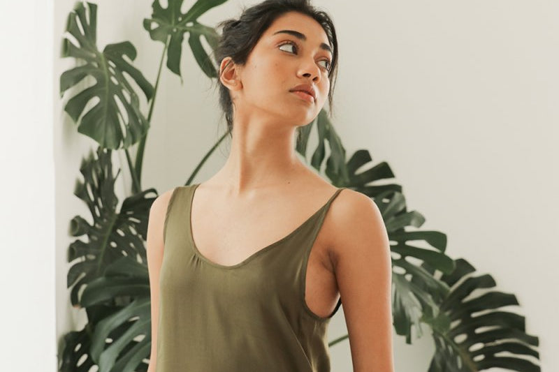 Maxi Dress with Asymmetrical Straps - Esse-Olive-XXS-