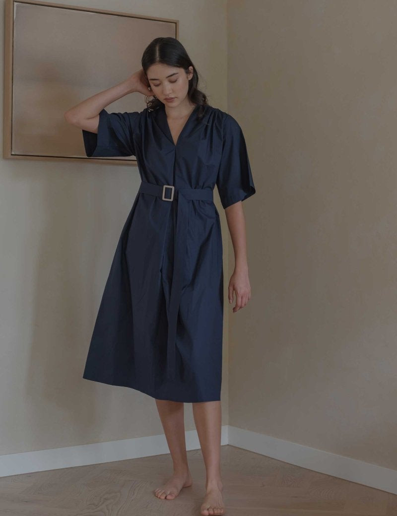 Maxi Dress with Detachable Belt - Esse-Nautical Blue-XXS-