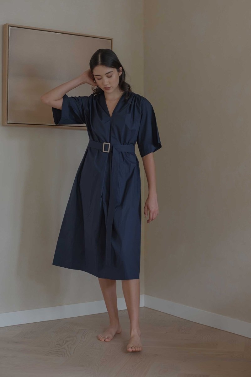 Maxi Dress with Detachable Belt - Esse-Nautical Blue-XXS-