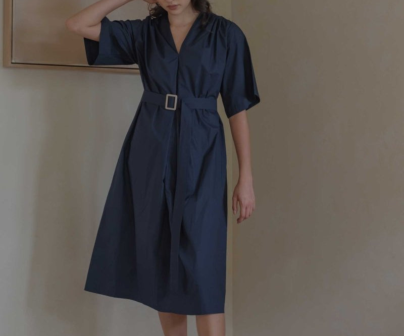Maxi Dress with Detachable Belt - Esse-Nautical Blue-XXS-