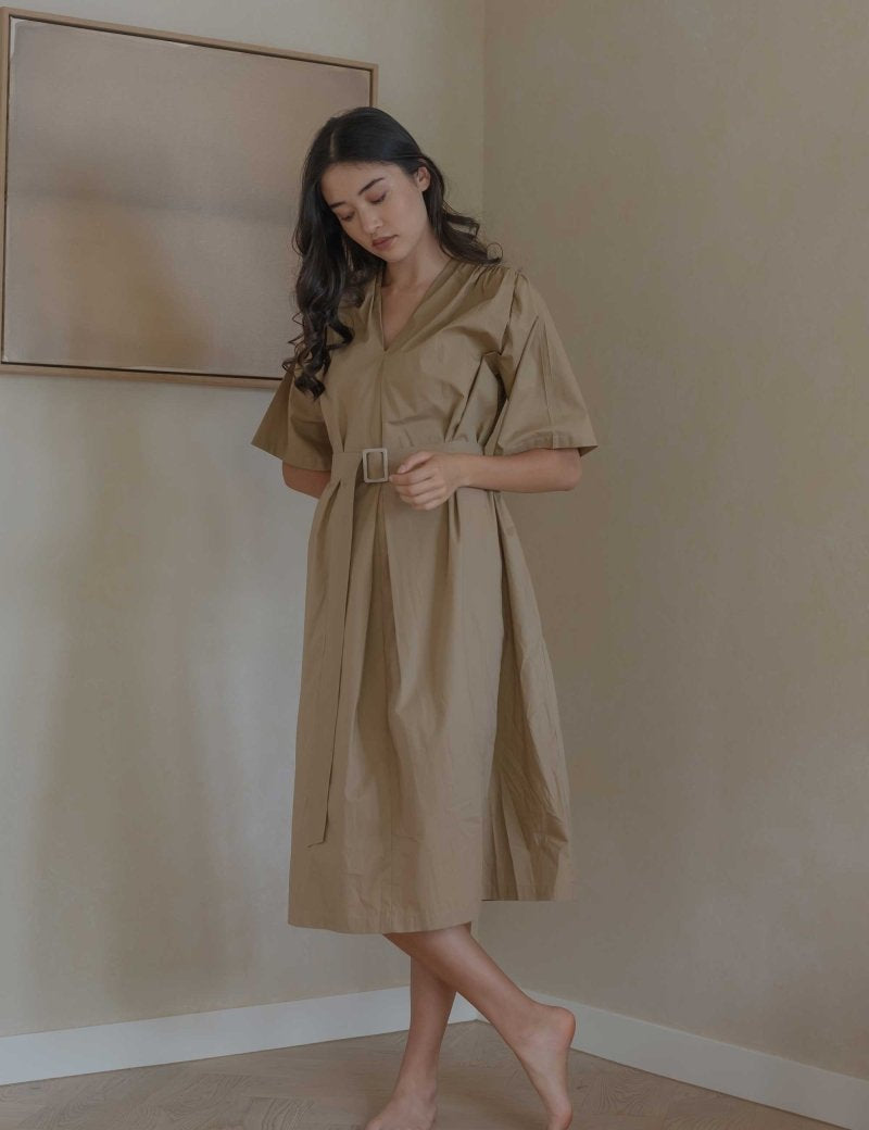 Maxi Dress with Detachable Belt - Esse-Warm Sand-XXS-