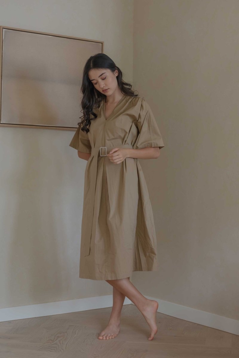 Maxi Dress with Detachable Belt - Esse-Warm Sand-XXS-
