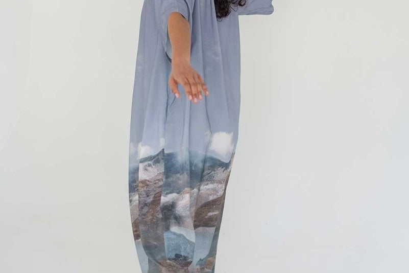 Maxi Dress with Detachable Belt - Mountain Print - Esse-Print-XXS-