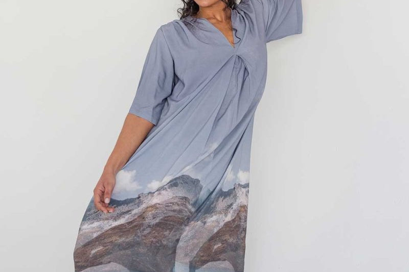 Maxi Dress with Detachable Belt - Mountain Print - Esse-Print-XXS-