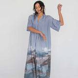 Maxi Dress with Detachable Belt - Mountain Print - Esse-Print-XXS-