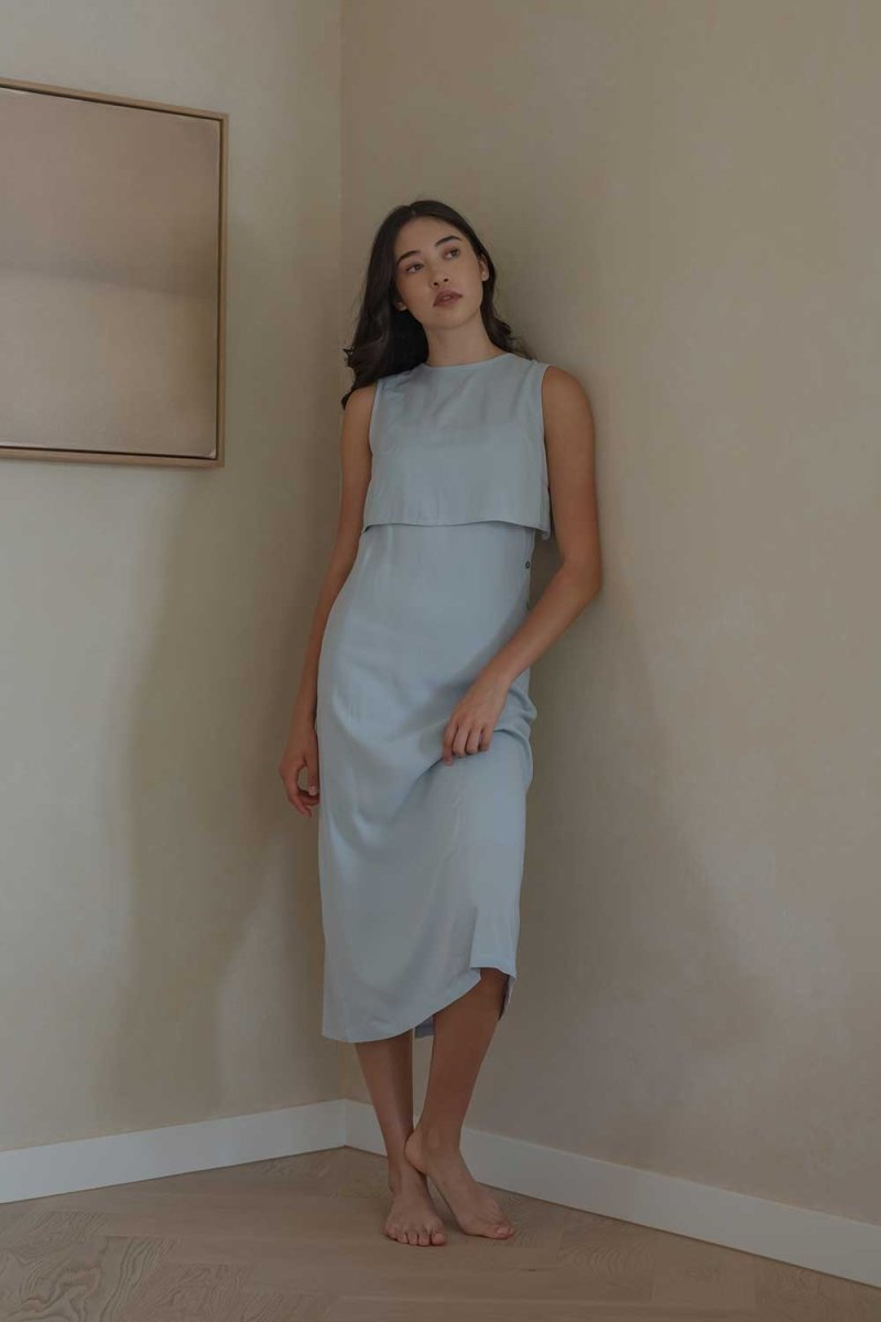 Open Back Dress - Esse-Sky Blue-XS-