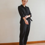 Organic Cotton Button-up Jumpsuit - Esse-Black-XXS-