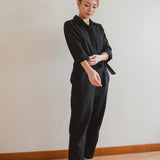 Organic Cotton Button-up Jumpsuit - Esse-Black-XXS-