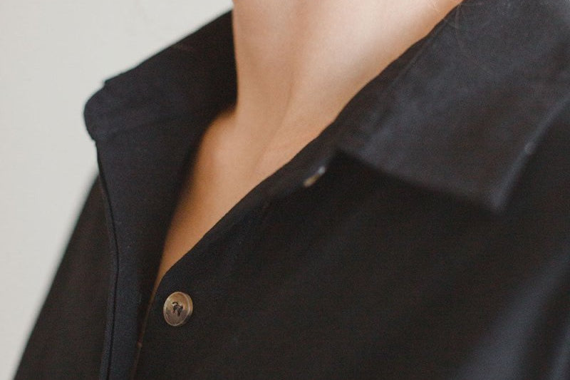 Organic Cotton Button-up Jumpsuit - Esse-Black-XXS-