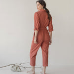 Organic Cotton Button-up Jumpsuit - Esse-Cherry Tomato-XXS-