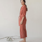 Organic Cotton Button-up Jumpsuit - Esse-Cherry Tomato-XXS-