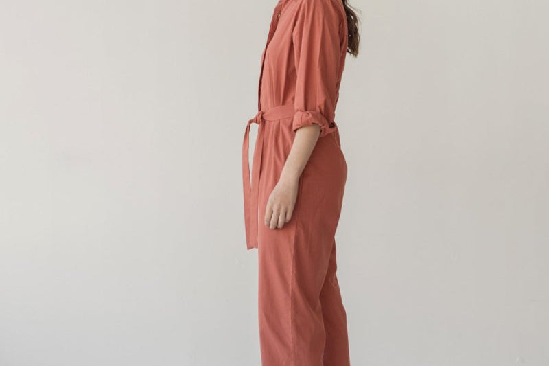 Organic Cotton Button-up Jumpsuit - Esse-Cherry Tomato-XXS-