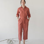 Organic Cotton Button-up Jumpsuit - Esse-Cherry Tomato-XXS-