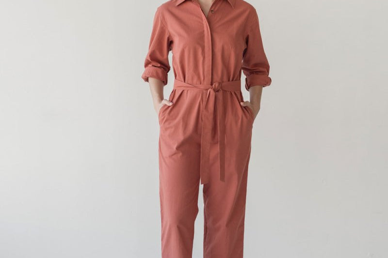 Organic Cotton Button-up Jumpsuit - Esse-Cherry Tomato-XXS-